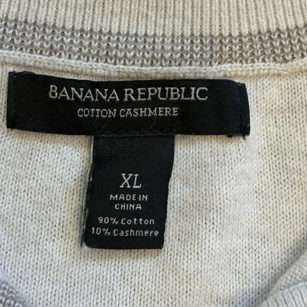 Banana Republic Men's Cotton Cashmere Sweater XL Cream Color Quiet Luxury Cozy